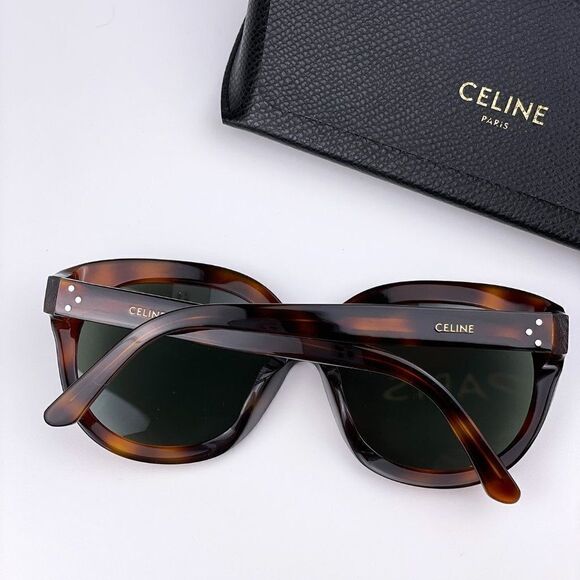 NEW CELINE CL40071F 56N Dark Havana Green Round Women Sunglasses - Picture 6 of 11